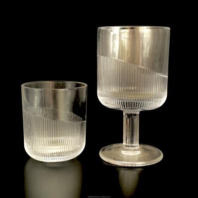 China Wholesale BR crystal glass ribbed blown with low glasswares series cup champagne goblet water vertical stripes for sale