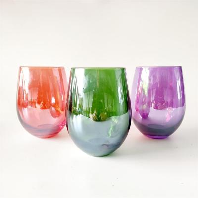 China Cheap home decoration candle iridescent glass jar for sale