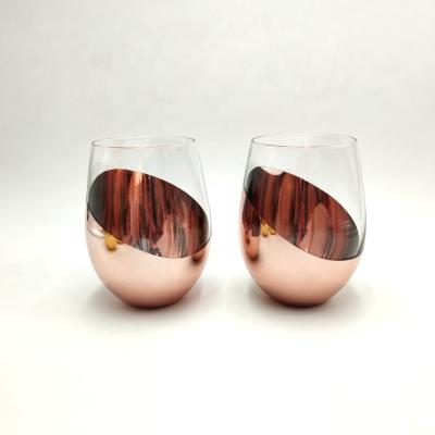 China Copper Color Sustainable Wine Glasses Cup Stemless Wine Glass For Home Decor for sale