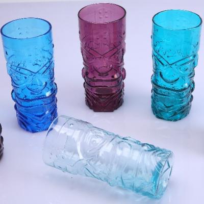 China Viable Creative Unique Design Tiki Shape Crystal Glass Cup for sale