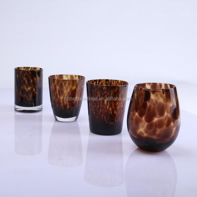 China Leopard Amber Stemless Wine Glass for sale