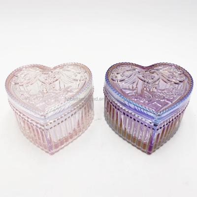 China Home Decoration Handcrafted Unique Rose Candle Jars and Glass Trinket Box in Heart Shape for sale