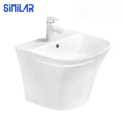 China Modern SIMILAR Factory Rectangle Thin Edge Vanity Wall Hung Bathroom Sink for sale