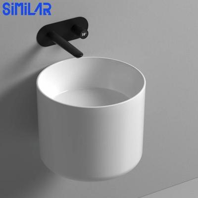 China Modern SIMILAR Bathroom Round Wall Hung Sink Washing Hand Art Basin for sale