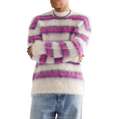 China Anti-wrinkle Custom Men's Knitted Pullover Mohair Sweater Multi-Color Splicing Autumn And Winter Warm Can Add Logo Men's Colored Sweater for sale