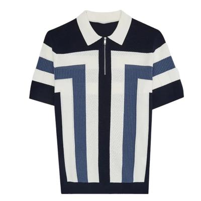 China Anti-wrinkle Custom Zip Polo Shirt Custom Colours And Designs Big Stripe Polo Shirt Knit Polo Shirt Custom Logo for sale