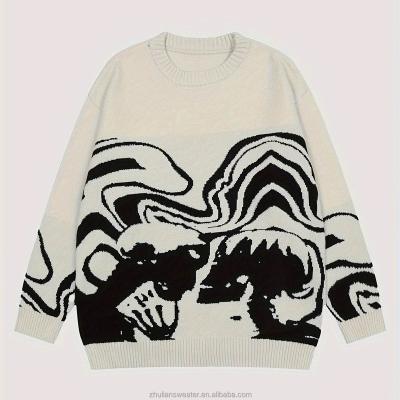 China Anti-wrinkle Custom OEM&ODM LOGO Wholesale Price Crew Neck Knitted Warm Sweater Skeleton Pattern Knitted Sweater Men's Casual Sweater for sale