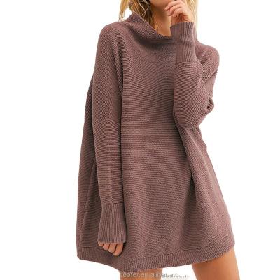 China Anti-wrinkle New Fashion Winter Crew Neck Long Sleeve Oversize Casual Women Knitted Pullover Sweater Breathable Women's Sweaters for sale