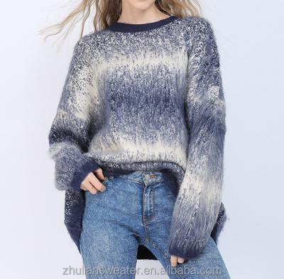 China Anti-wrinkle Custom Knit Sweater Manufacturer Thick Drop Shoulder Knitwear Women Knitted Pullover Loose Round Neck Ladies Winter Sweater for sale