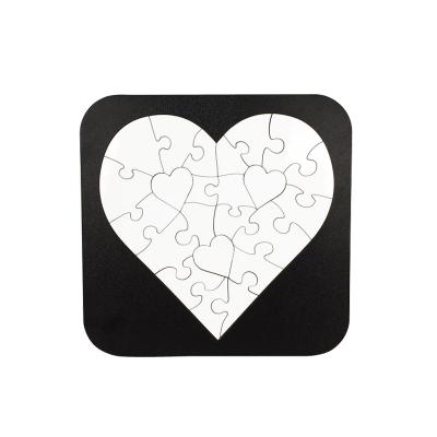 China Headwear 23pcs Heart Shape MDF Wooden Photo Frame Puzzle Blank With Frame Custom Thermal Transfer Puzzle With Frame for sale