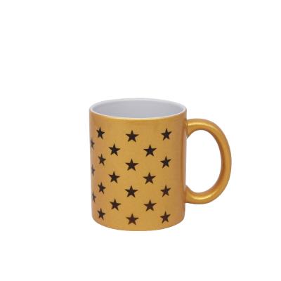 China 11oz Star Design Glitter Sublimation Coffee Mugs DIY Viable Instant Coating Custom Empty Mug for Gift and Promotion for sale