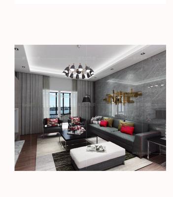 China Mid-Century Living Room Large Panel TV Gray Wall Gray Simple Marble Background Non-Slip Floor Tiles 1200x2400 Floor Tiles for sale