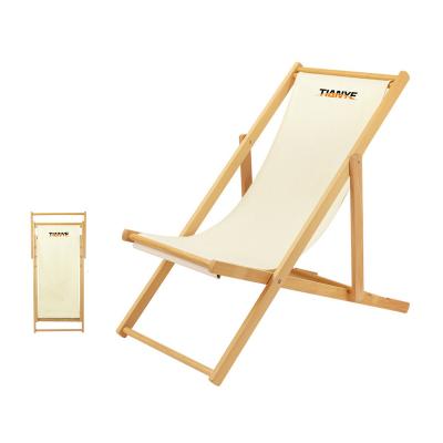 China Outdoor Furniture Canvas Beach Chair Modern Solid Wood Folding Sun Lounge Foldable Deck Chair for sale