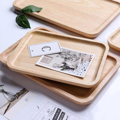 China Sustainable Solid Dinner Plate Food Beech Wooden Serving Steak Dished Square Round Tray Traditional Pizza Wood Plate For Food for sale