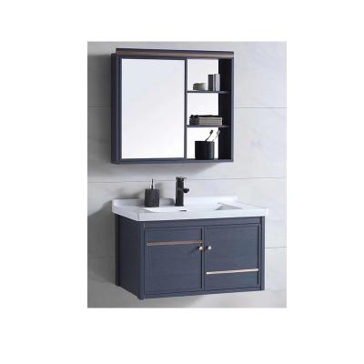 China European Newest Style Environmental Friendly Storage Bathroom Vanity Cabinet Wall Mounted Backlit Sink Mirror Set for sale