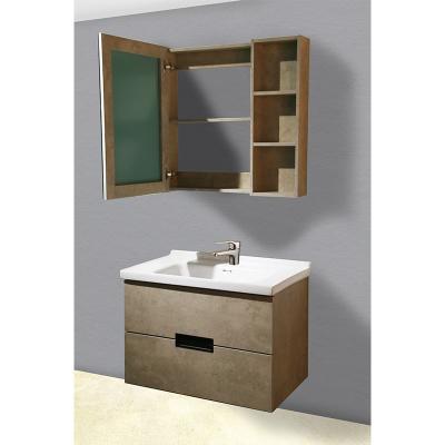 China Eco-Friendly Material PVC Elegent Modern Color Bathroom Wash Basin Cabinet Set With Large Storage Space for sale