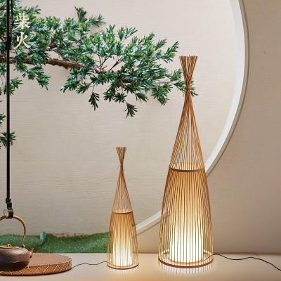 China Modern Tropical Style Floor Lamp Rattan Bamboo Floor Lamp for sale