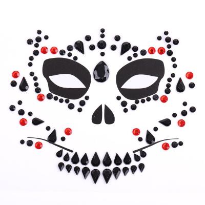 China Temporary Party Joy Halloween 3d Crystal Face Sticker Glitter Acrylic Eye Jewels Makeup Face Rhinestone Make A Skull Sticker for sale