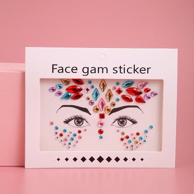 China Temporary Party Joy Wholesale Face Temporary Gems Diamond Eye Chest Body Jewel Crystal Sticker Packs Acrylic Customize Face Art Sticker for sale