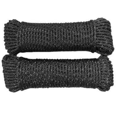 China Strong Abrasion Polypropylene Gray Knotted Camping Rope 6mm Braided Rope With Reflective Marking for sale