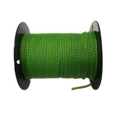 China Manufacturer Skillful Green PP OEM 1.7mm*50m Polypropylene Cavity Braided Rope for sale