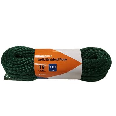 China Polyester 19mm*3.05m Green Polyester Rope Solid Braided Swing Rope for sale