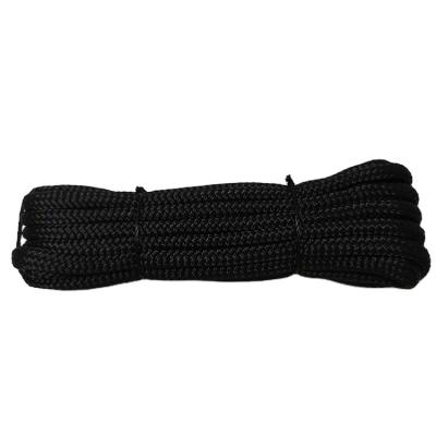 China Hot Selling Polyester Accept Custom Marine Black Double Braided Rope 12mm*6m Polyester Rope for sale