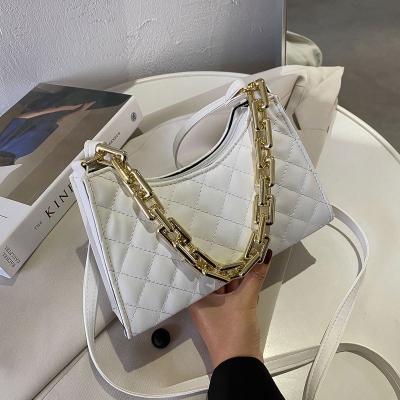 China Fashion 2020 New Ladies Simple Messenger Handbag Bag Fashion Mini Chain Bag Black Shoulder White Handbag For Women for sale