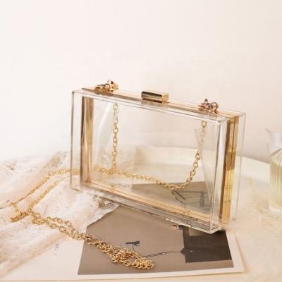 China 100% Eco-friendly Chain Strap Acrylic See Through Clear Mini Stage Transparent Women Handbags Cross - Body Clutch Bag for sale