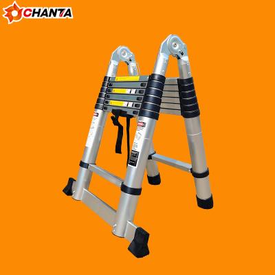 China Folding Ladders Double Side Multifunction Aluminum Folding Telescopic Ladder With Connect Hinge for sale