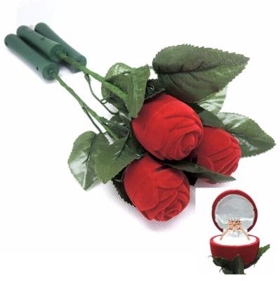 China Ceremony Promotion Jewelry Velvet Box Red Rose Shaped With Fast Flashing LED Lights for sale