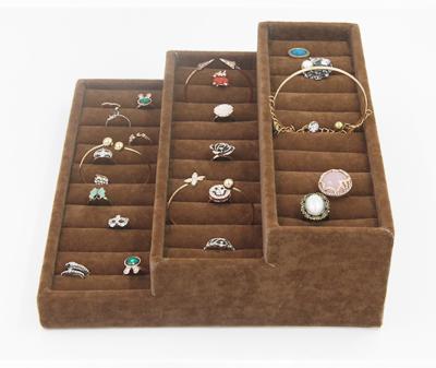 China Wedding Ring Jewelry Storage Trays Tarnish Free Materials Showcase Ice Velvet Tray for sale