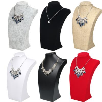 China 24*14.5cm Necklace Display Bust , Linen Ice Velvet Jewelry Necklace Holder for sale