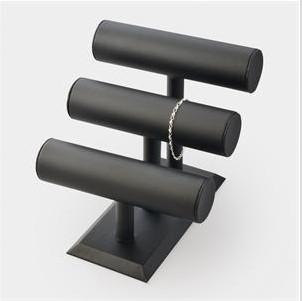 China Black PU 3 Tier Bracelet Display Stand , Jewelry Displays For Bracelets ISO9001 for sale