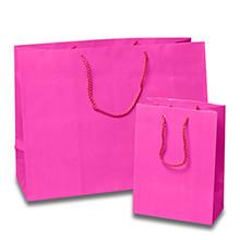 China Pink High Gloss Jewelry Gift Bags with Rope Handle / Logo Printed for sale