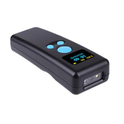 China Blue Wireless Tooth 1D Barcode Reader Portable CCD With Screen Handheld CCD Barcode Scanner For Warehouse A4 for sale