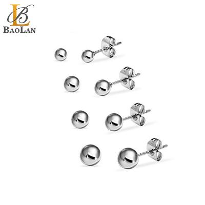 China FASHIONABLE Hot Selling Design Stainless Steel New High Quality Round Ball Stud Earrings Silver Gold Rose Gold Black for sale