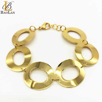 China Vintage Fashion Jewelry Bangle Stainless Steel Expandable Gold Plated Round Gift For Women Vintage High Quality Guarantor for sale