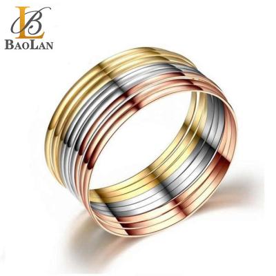 China Fashionable Set of 9 Packs High Quality Silver Rose Gold/8.5 Inch Goldtone Stainless Steel Bangle Bracelet Value for sale