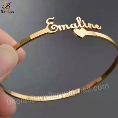 China TRENDY Adjustable Stainless Steel Plate Bracelet Opening Shape Minimalist Jewelry Women BAOLAN JEWELRY good in stock for sale