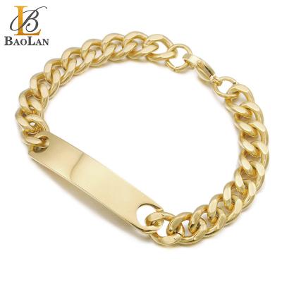 China Trendy Fashion Trendy Hip Hop Latest Design Stainless Steel Black-plated ID Bracelet Gift For Women Men Boys Girls for sale