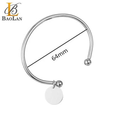 China Trendy Stock Stainless Steel Gold Silver Bangle Bracelet With High Quality Trendy Custom Latest Logo Simple Design for sale