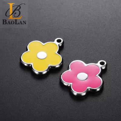 China FASHIONABLE new design stainless steel simple cute enamel flower pendant tags high quality hot sale gift for sale