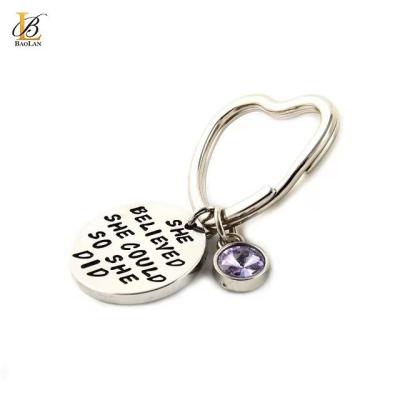 China Fashionable BAOLAN JEWELRY Stainless Steel New Design Hot Selling Gift Of Key Chains High Quality Birthstone She Believed She Could So She D for sale