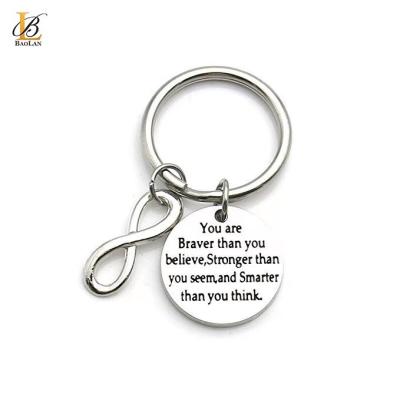 China Fashionable BAOLAN JEWELRY Stainless Steel Design Hot Selling Gift New High Quality Key Chains Beads Inspiration You Are Braver Than You for sale