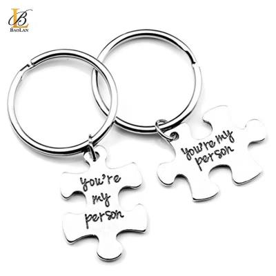 China BAOLAN JEWELRY Stainless Steel Design Fashionable Hot Selling Gift New High Quality Key Chains Couple You Are My Person Puzzle Birthday for sale