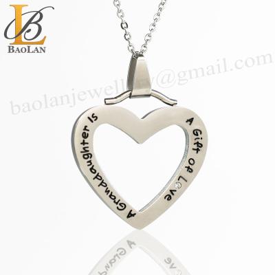 China TRENDY Granddaughter Heart Necklace Stainless Steel Love Engraved Jewelry High Quality Design Your Own Shape BAOLAN JEWELRY Good in Sto for sale