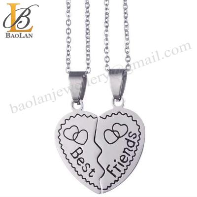 China FASHIONABLE Couples Best Friends Heart Necklace Stainless Steel Jewelry High Quality Design Your Own Shape BAOLAN JEWELRY good in stock for sale