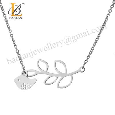 China Fashionable bird and leaf lasso necklace stainless steel jewelry high quality design your own shape BAOLAN JEWELRY good in stock for sale