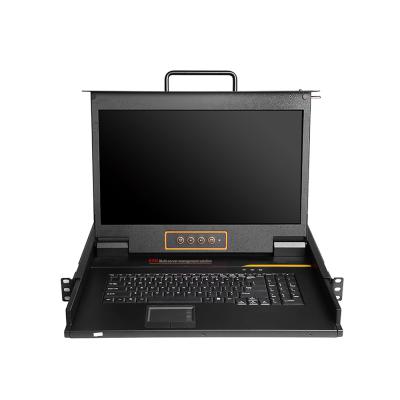 China Single Rail Slide Factory Price 17.3 Inch Widescreen VGA Mount Kvm Console / Dvi / Hdmi LCD Rack for sale